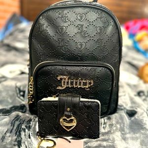 Black juicy backpack with matching wallet